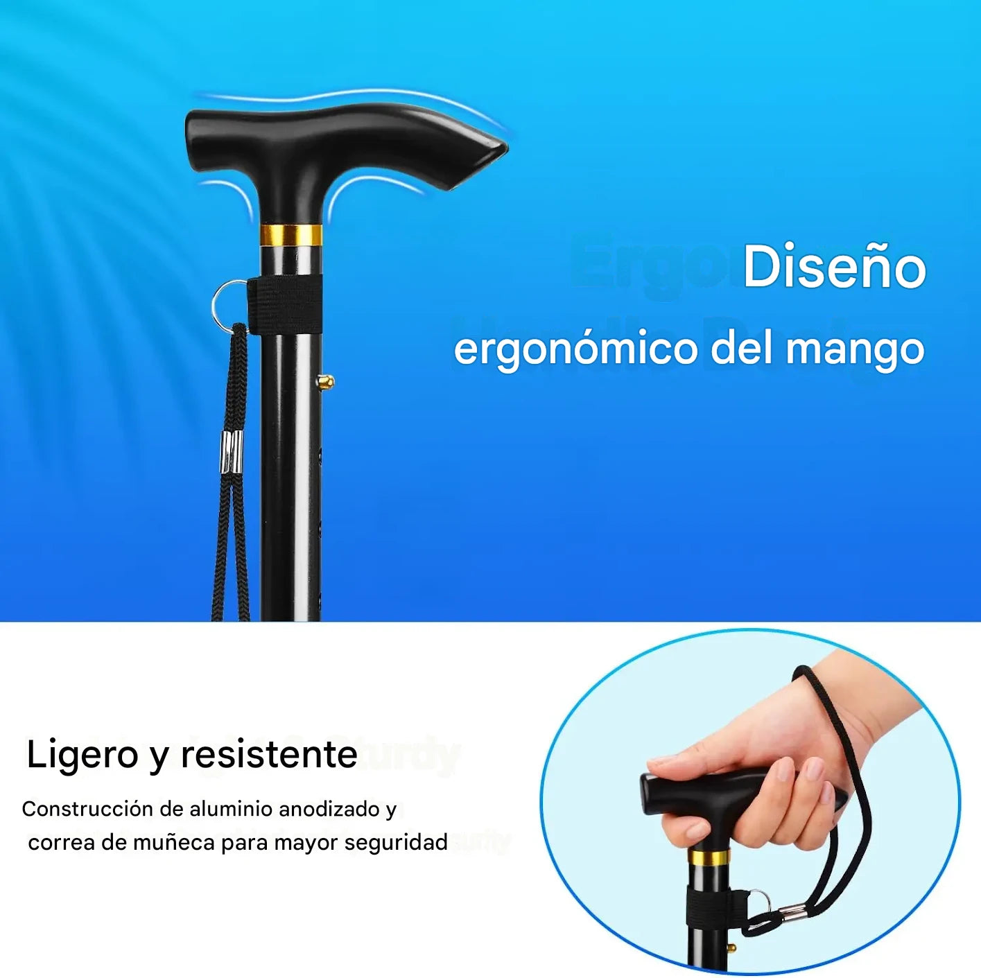 Bastón plegable con altura ajustable