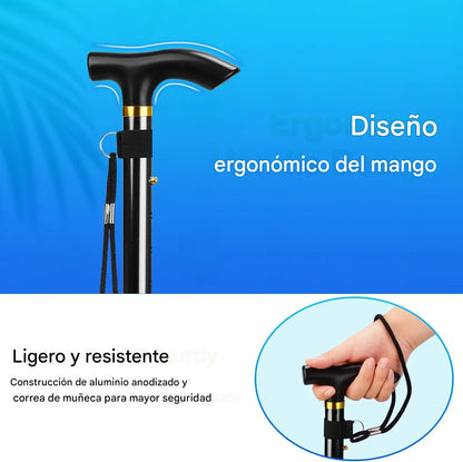 Bastón plegable con altura ajustable