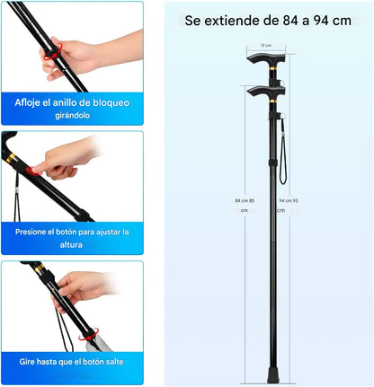 Bastón plegable con altura ajustable