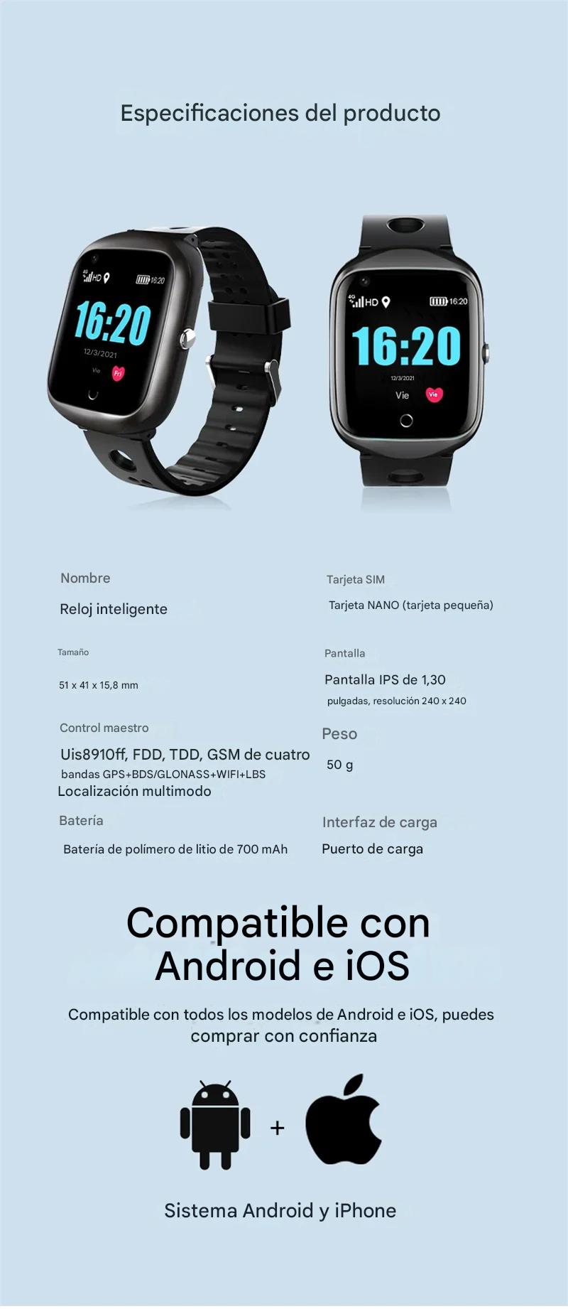 Reloj inteligente de seguridad para personas mayores