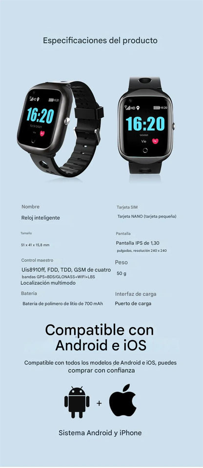 Reloj inteligente de seguridad para personas mayores